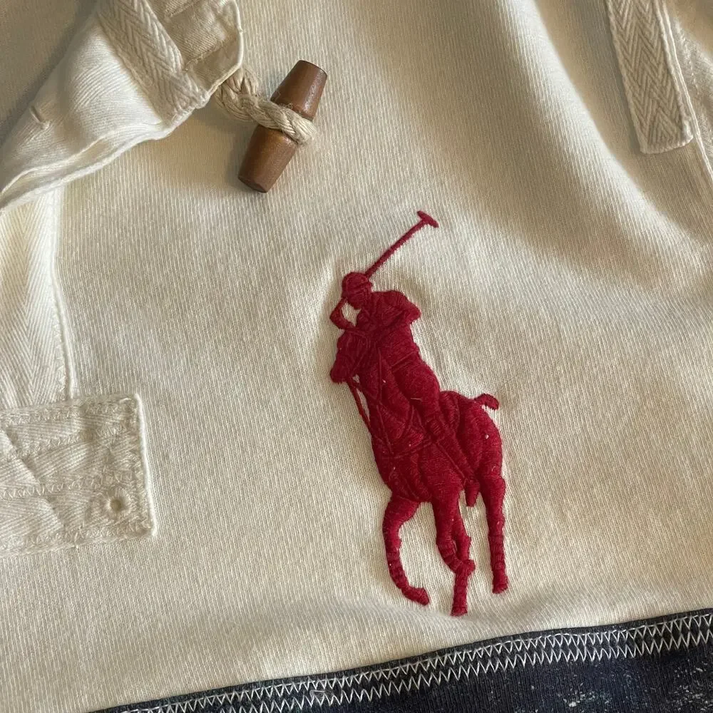Polo Ralph Lauren Custom Fit Men's Rugby Big Pony Logo Tassel Rope Shirt Size L